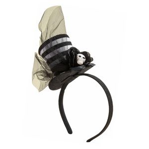 Headband Caberet Hat Skull Striped Tulle